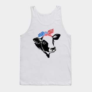 Patriotic Cow Bandana American Flag USA America Tank Top